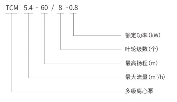 泰福泵業(yè)TCM多級(jí)離心泵型號(hào)說(shuō)明